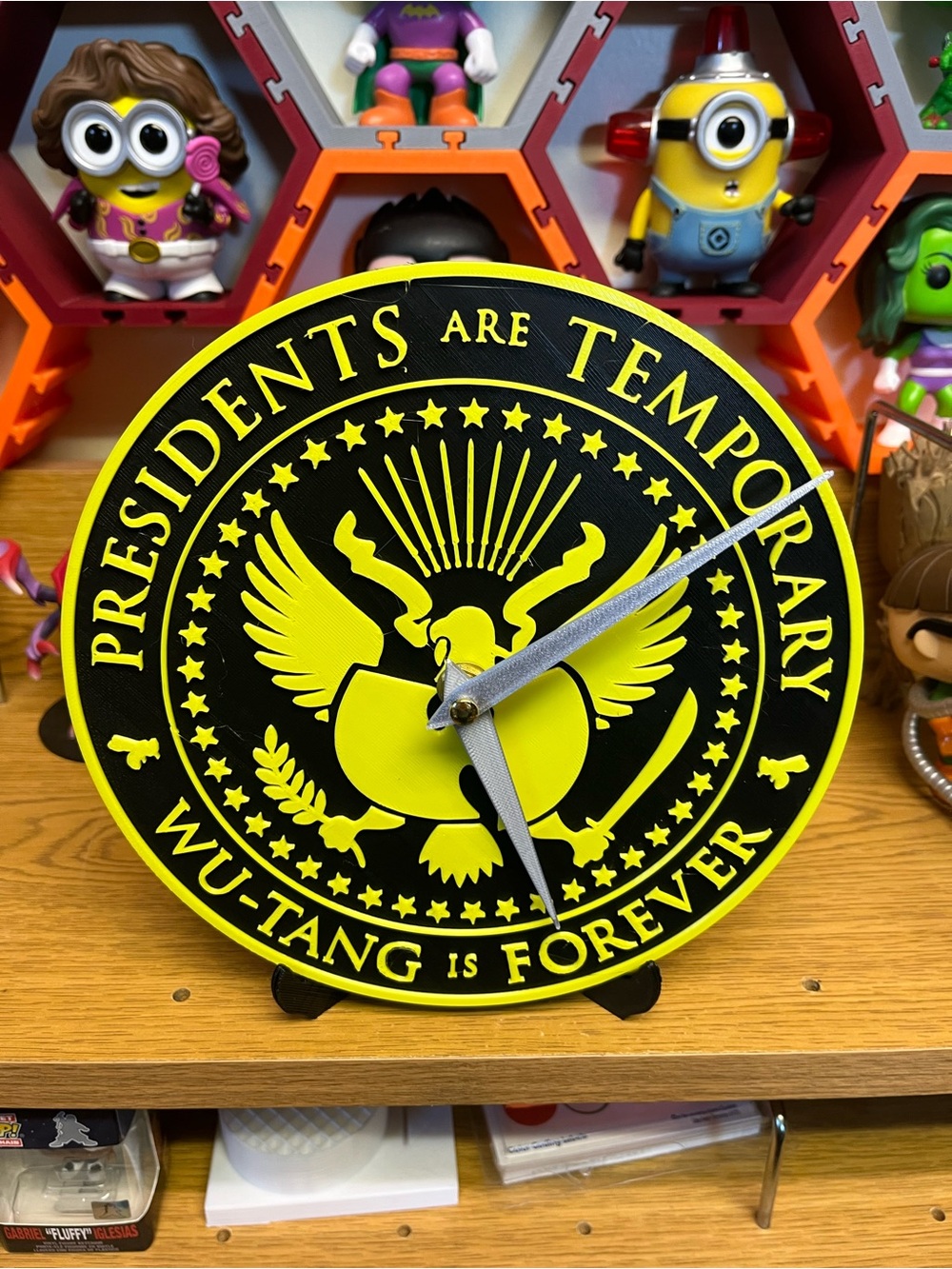 Wu-Tang Themed Yellow & Black Wall Clock – Presidents Are Temporary